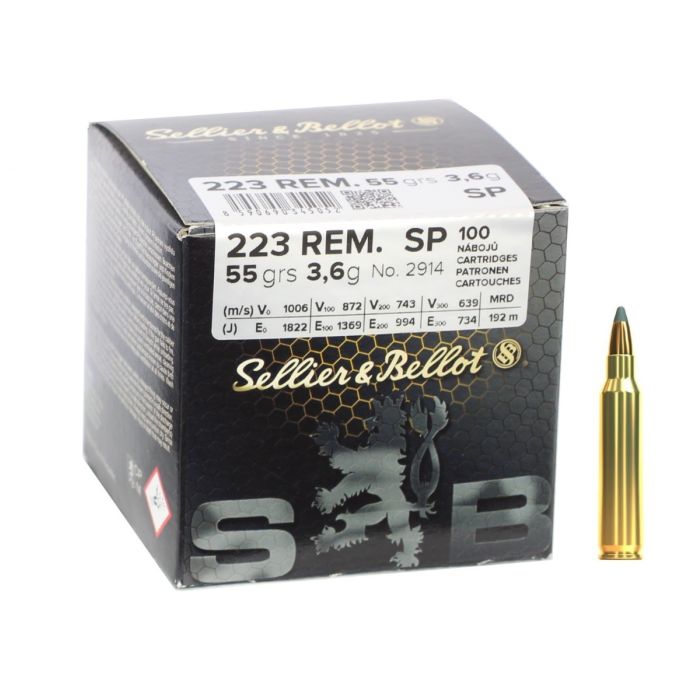 Sellier & Bellot .223 Rem. SoftPoint 55 Gr. / 100 stuks