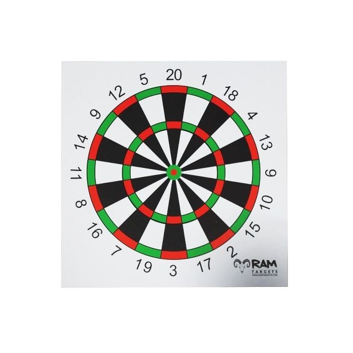 Ram Targets, schietkaarten maat 14X14 model DART 100 stuks