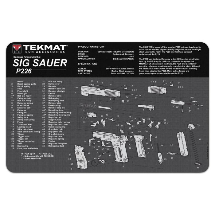 TekMat Sig Sauer P226 Onderhoudsmat / Zwart