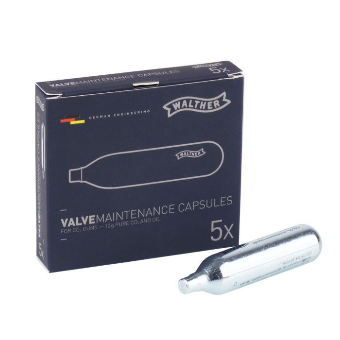 Walther Valve Maintenance CO2 Capsules 12 Gram 5-Pack